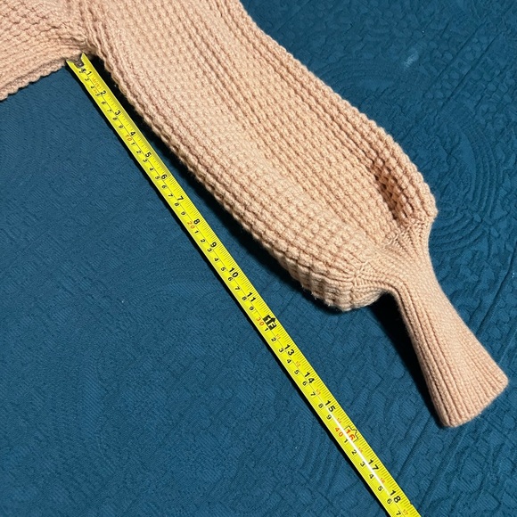 Ted Baker Tan Chunky Waffle Knit Turtleneck Balloon Sleeve Sweater size is S - Picture 12 of 12
